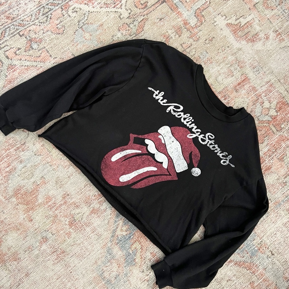 The Rolling Stones Black Sweatshirt with Red Logo